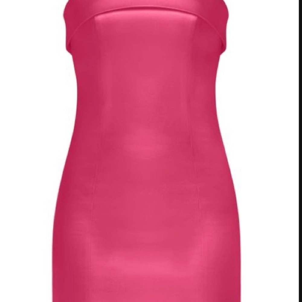 NWOT SATIN Vibrant Pink Strapless Dress